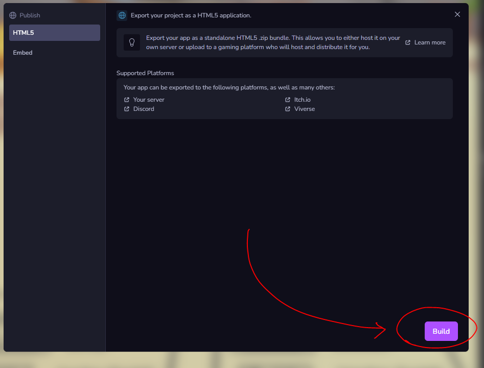 Export project step 2